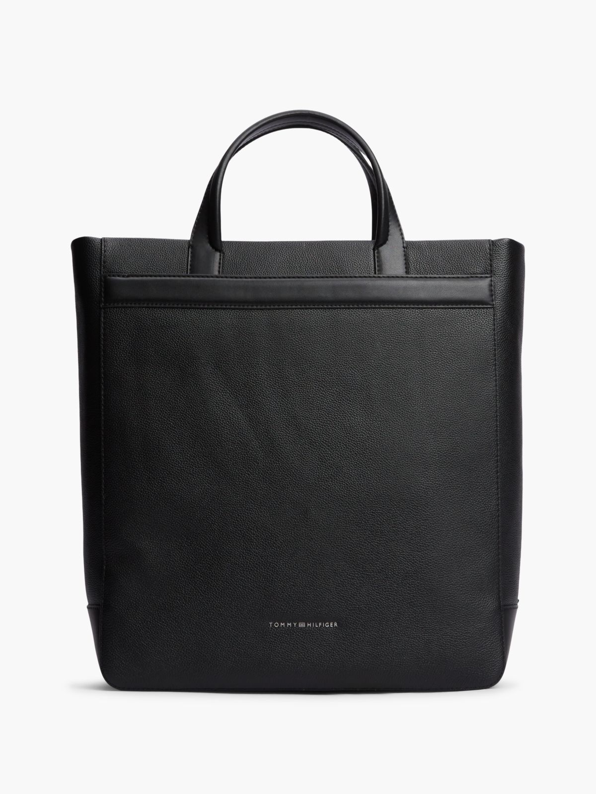 TH Business Leather Logo Tote Bag — Black