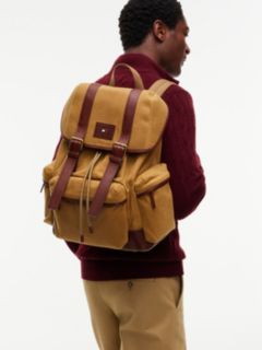 Logo Patch Buckle Flap Backpack — Brown 2
