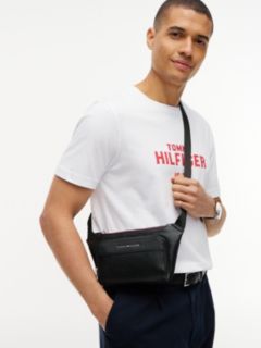 Metal Logo Textured Crossbody Bum Bag — Black 2