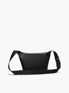 Metal Logo Textured Crossbody Bum Bag — Black 3