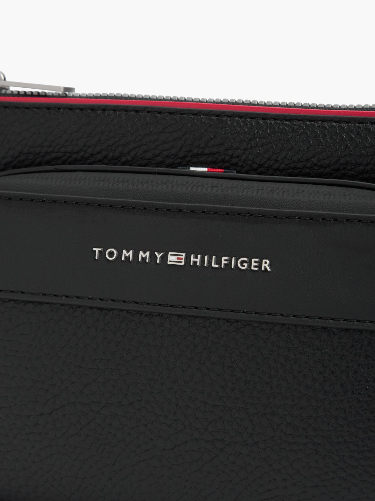 Metal Logo Textured Crossbody Bum Bag — Black