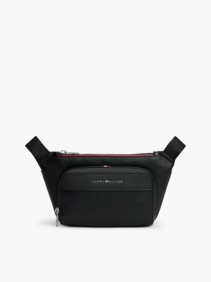 sac banane texturé à bandoulière et logo black pour hommes tommy hilfiger