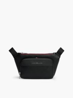 Metal Logo Textured Crossbody Bum Bag — Black 1