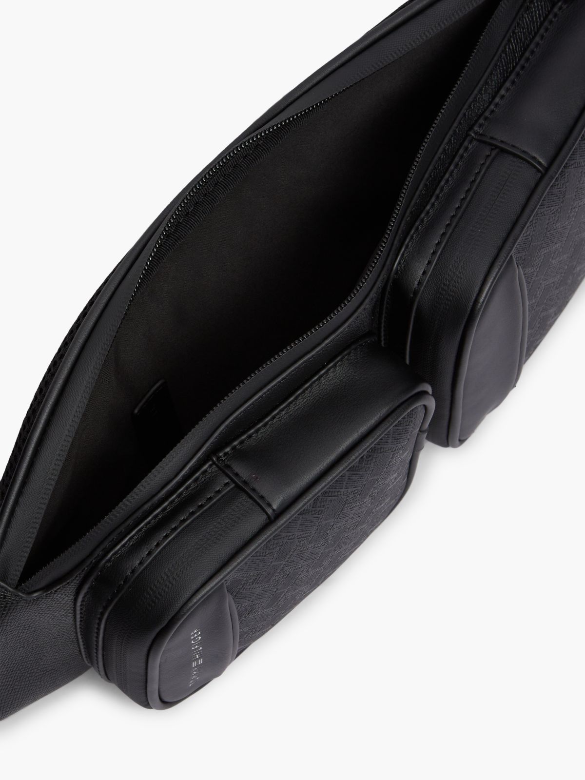 Modern Textured Flag Sling Bag — Black