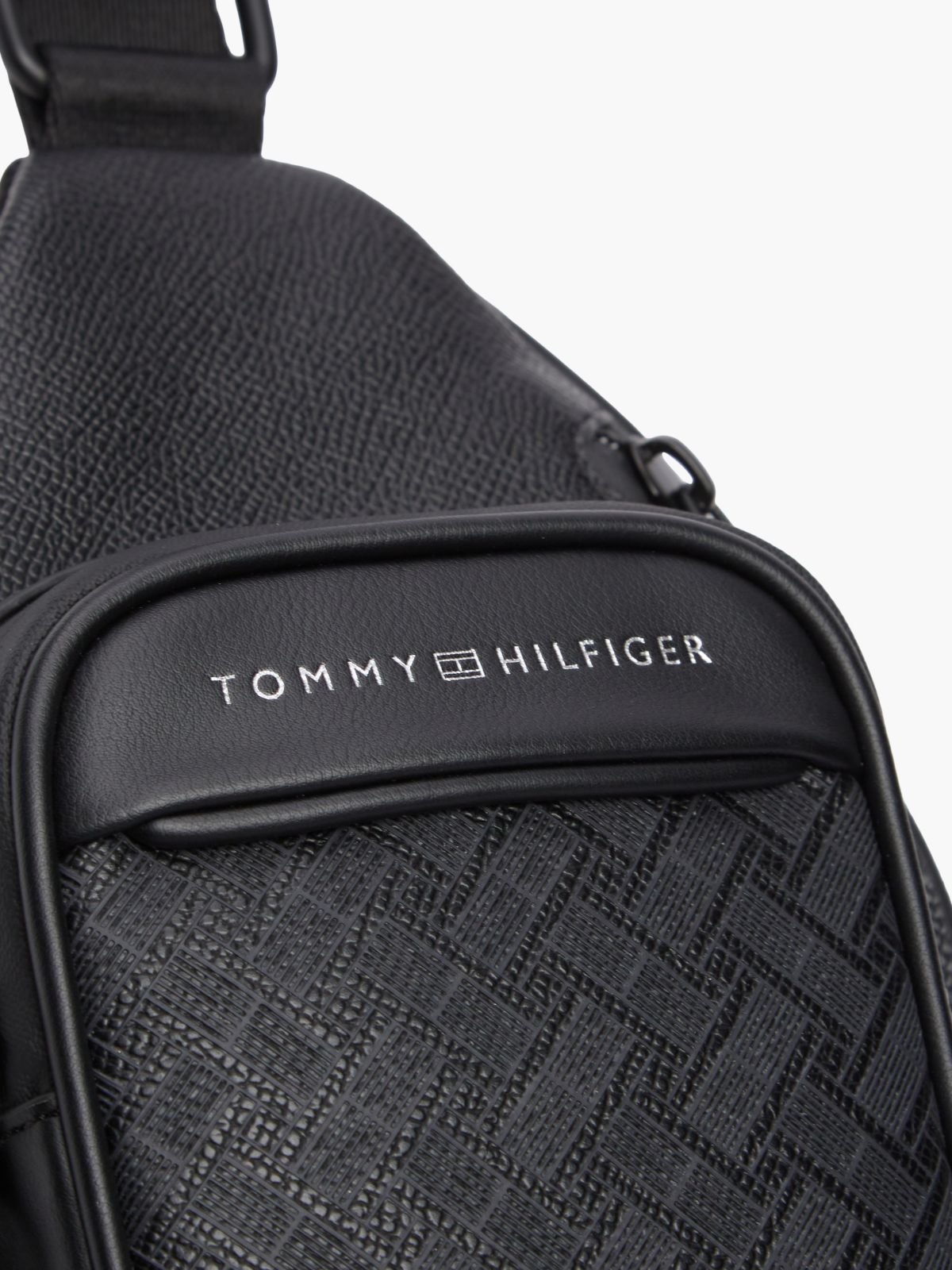 Modern Textured Flag Sling Bag — Black
