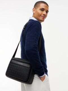 Modern Textured Flag Crossbody Messenger Bag — Black 2