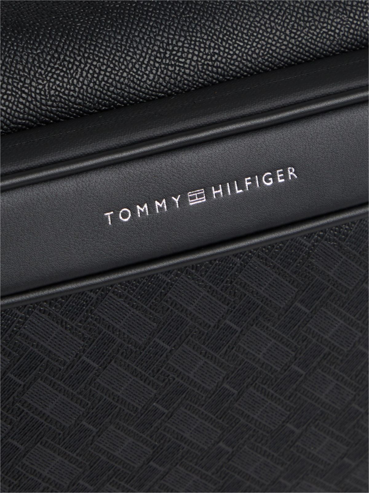 Modern Textured Flag Crossbody Messenger Bag — Black