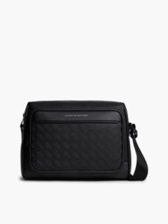 Modern Textured Flag Crossbody Messenger Bag — Black 1