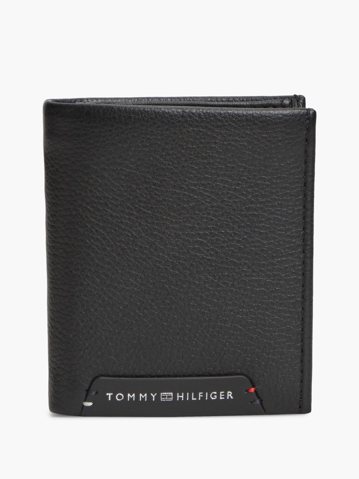 Corporate Pebble Grain Leather Trifold Wallet — Black