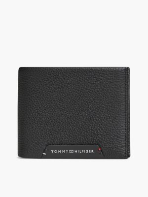 black corporate bifold-kreditkartenetui aus leder für herren - tommy hilfiger