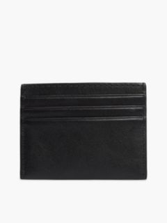 Casual Leather Metallic Logo Card Holder — Black 2
