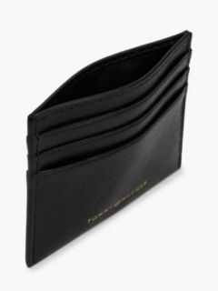 Casual Leather Metallic Logo Card Holder — Black 3