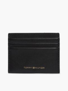 Casual Leather Metallic Logo Card Holder — Black 1