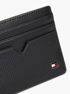 Perforated Leather Enamel Flag Card Holder — Black 4