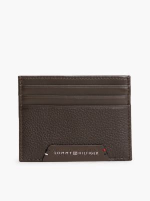 brown corporate kreditkartenetui aus leder für herren - tommy hilfiger