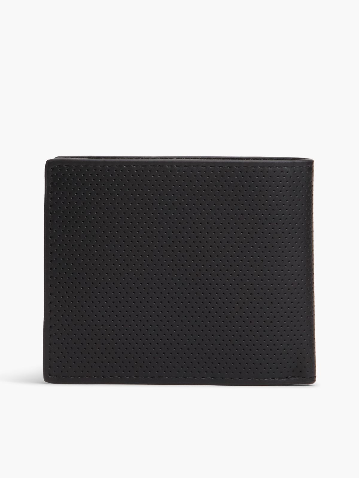 Perforated Leather Card And Coin Wallet — Black
