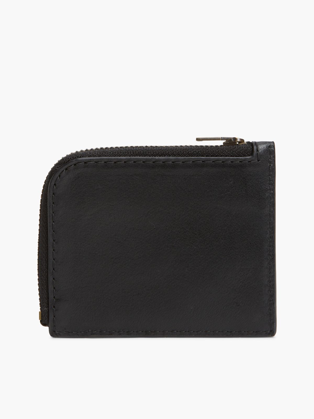Casual Leather Zip-Around Wallet — Black