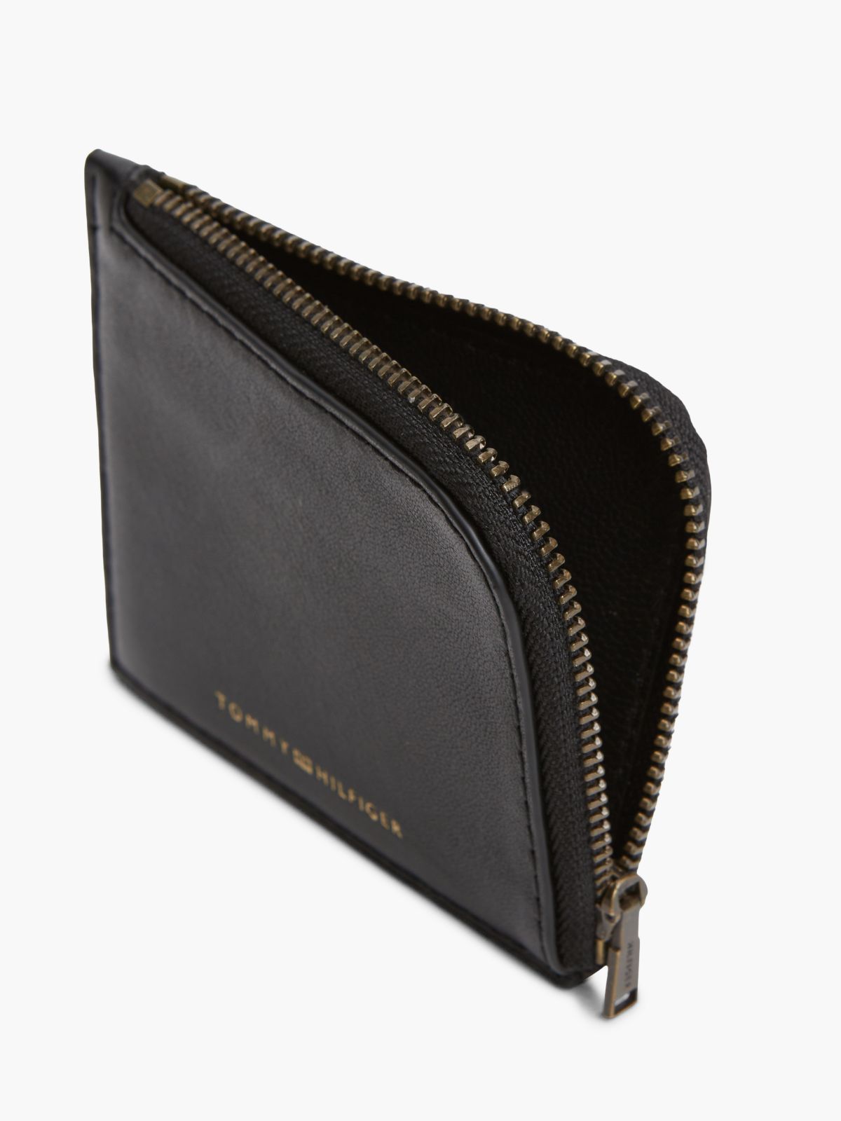 Casual Leather Zip-Around Wallet — Black