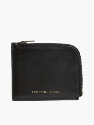 black casual leather zip-around wallet for men tommy hilfiger