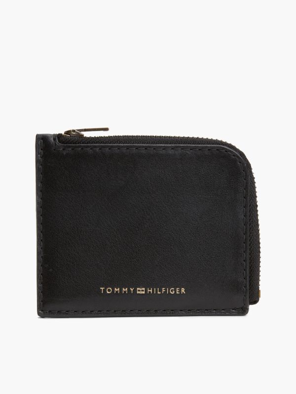 Casual Leather Zip-Around Wallet — Black