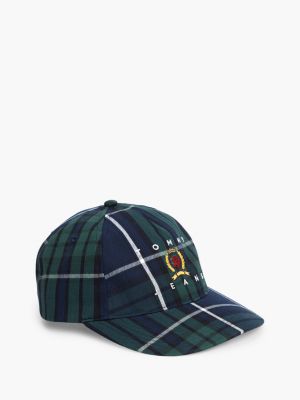 green archive check baseball cap for men tommy jeans