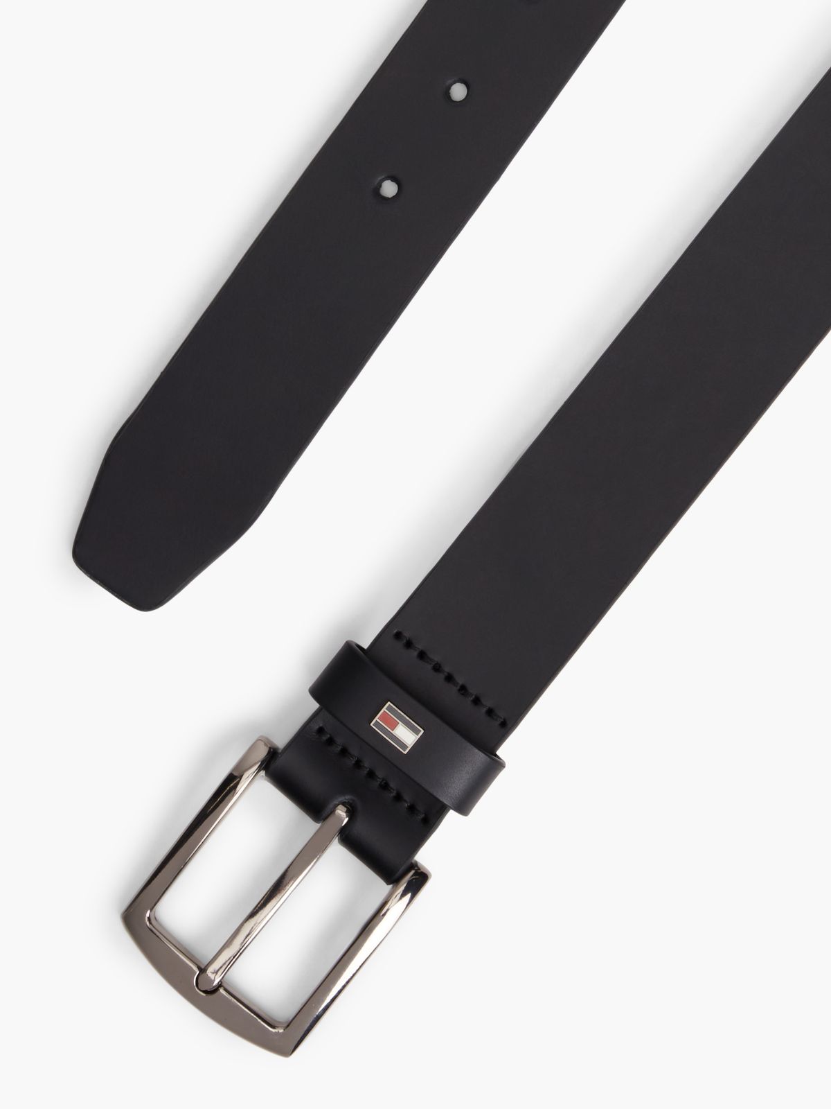 Denton Leather Enamel Flag Belt — Black