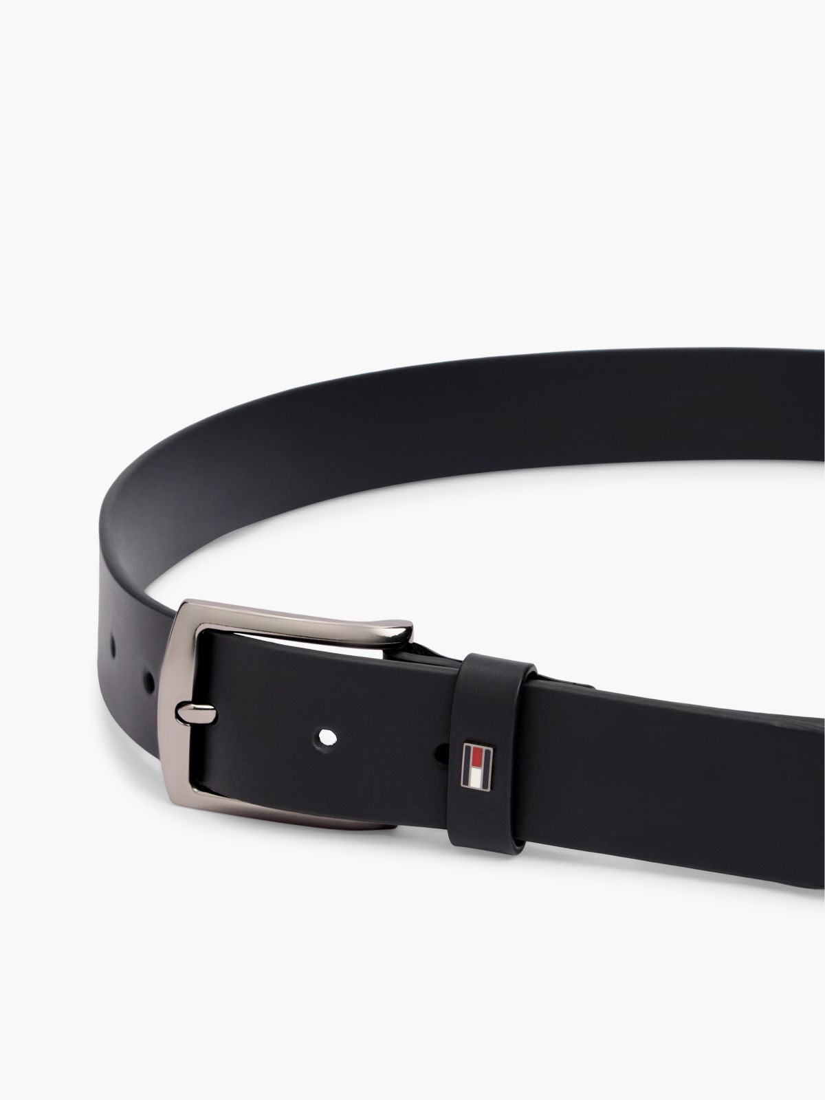 Denton Leather Enamel Flag Belt — Black