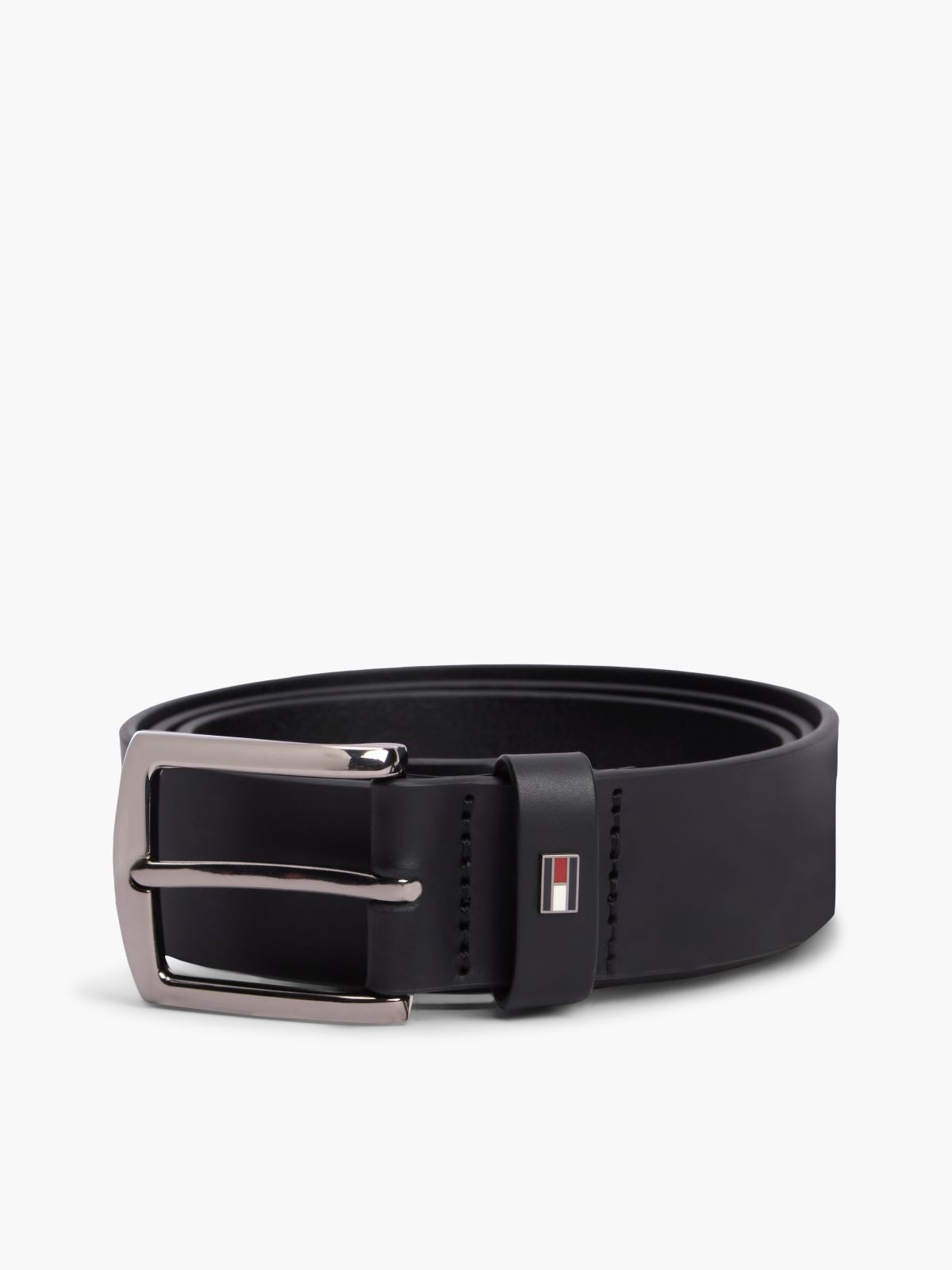 Denton Leather Enamel Flag Belt — Black