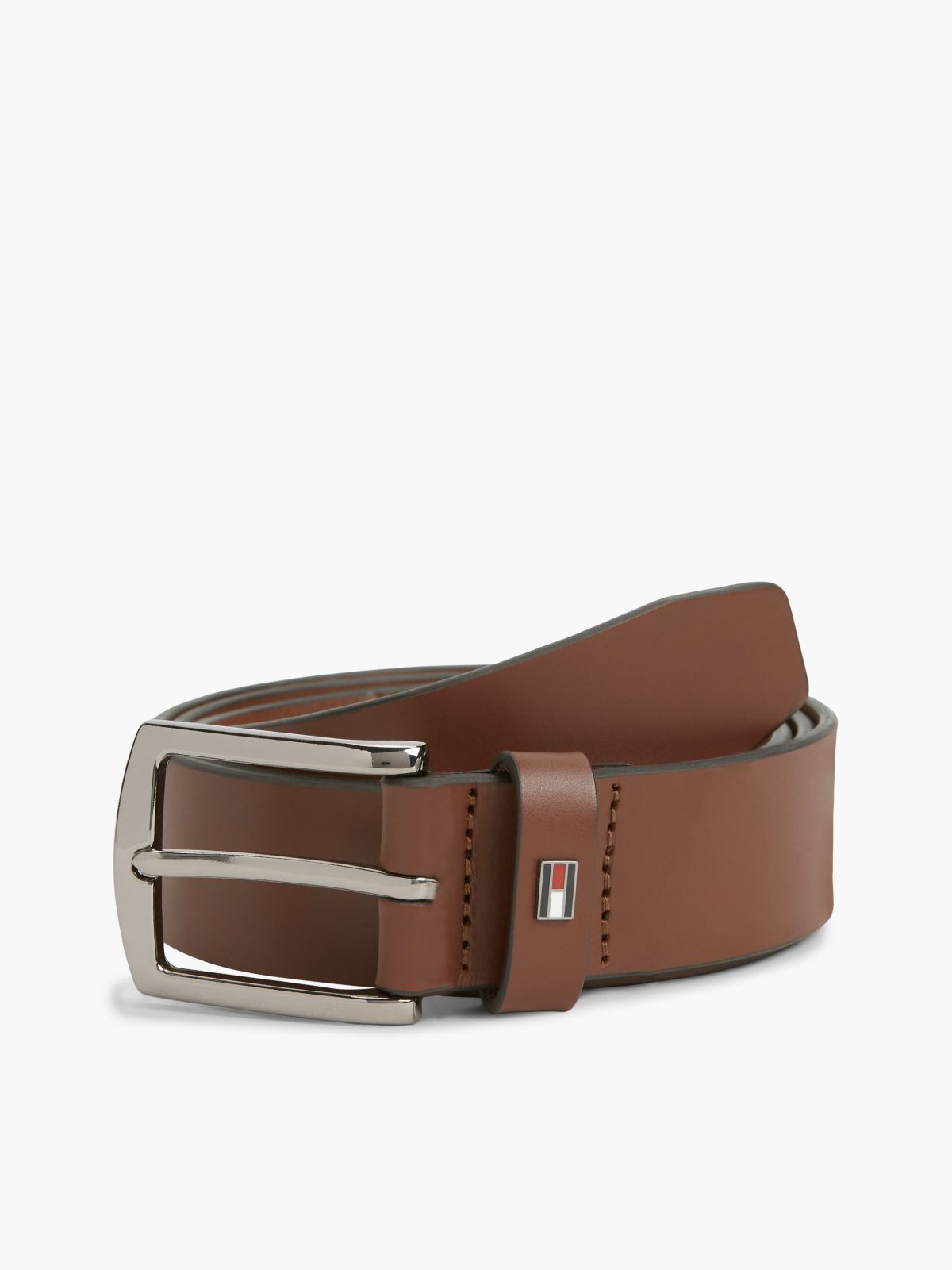 Denton Leather Enamel Flag Belt — Brown