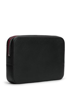 Metal Logo Textured Pouch — Black 2