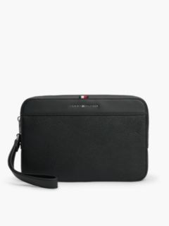 Metal Logo Textured Pouch — Black 1