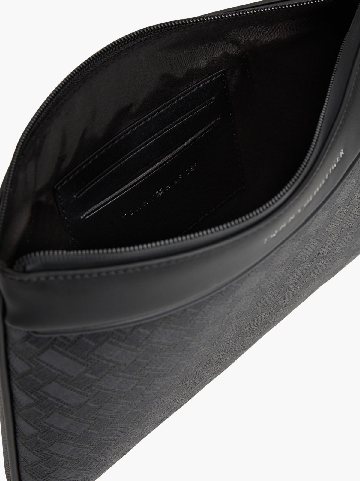 Modern Textured Flag Pouch — Black