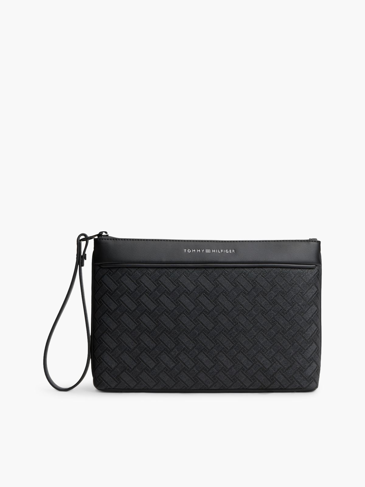Modern Textured Flag Pouch — Black