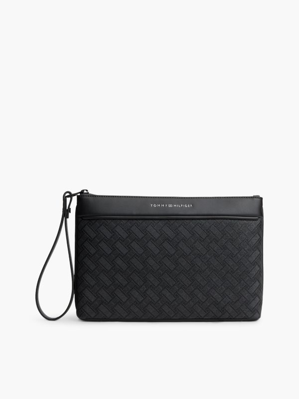 Modern Textured Flag Pouch — Black