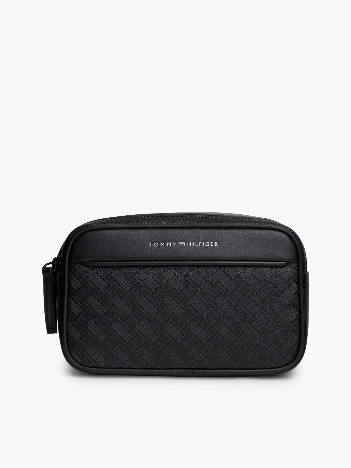 Modern Textured Flag Washbag — Black