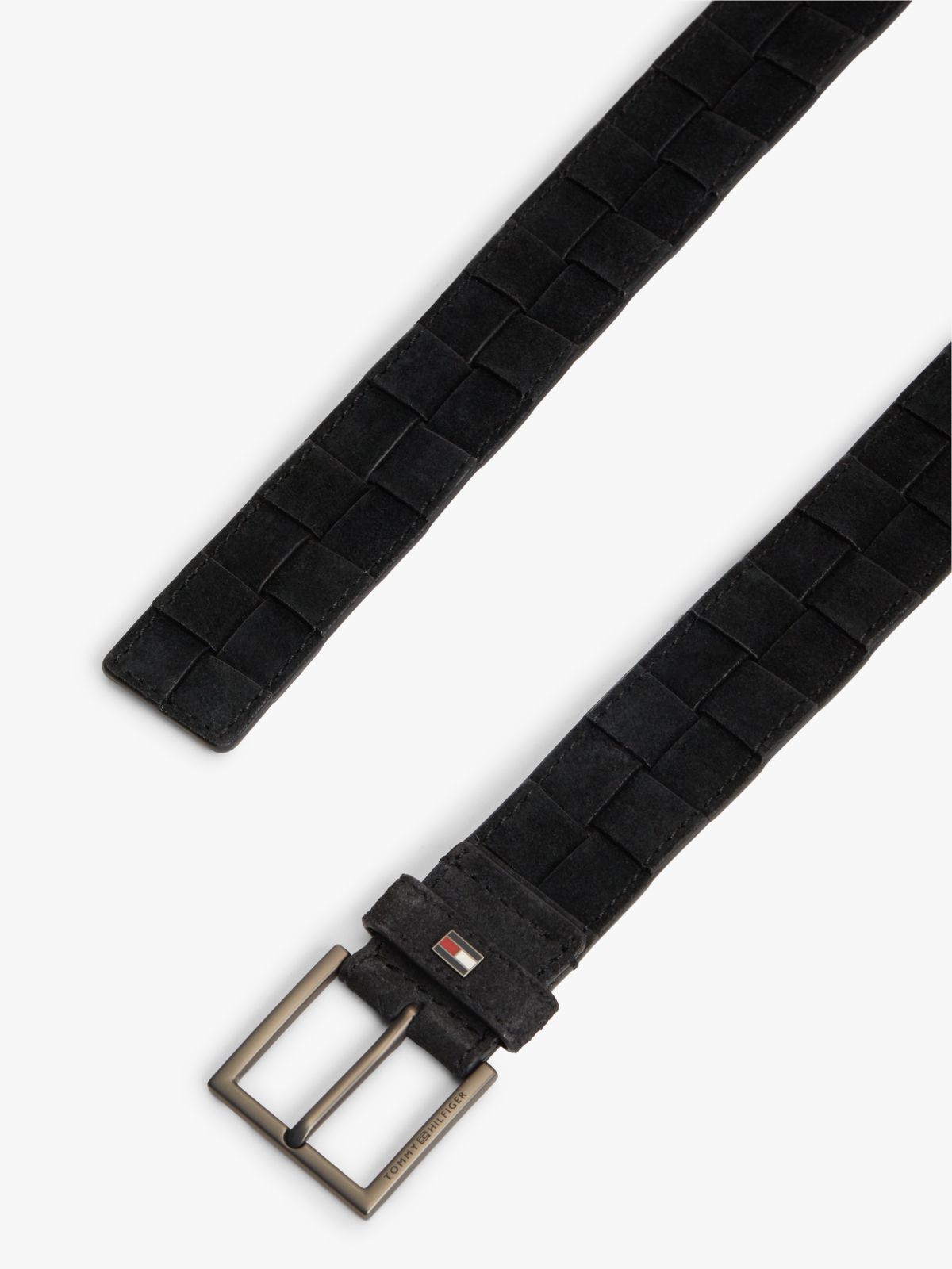 Enamel Flag Woven Suede Belt — Black