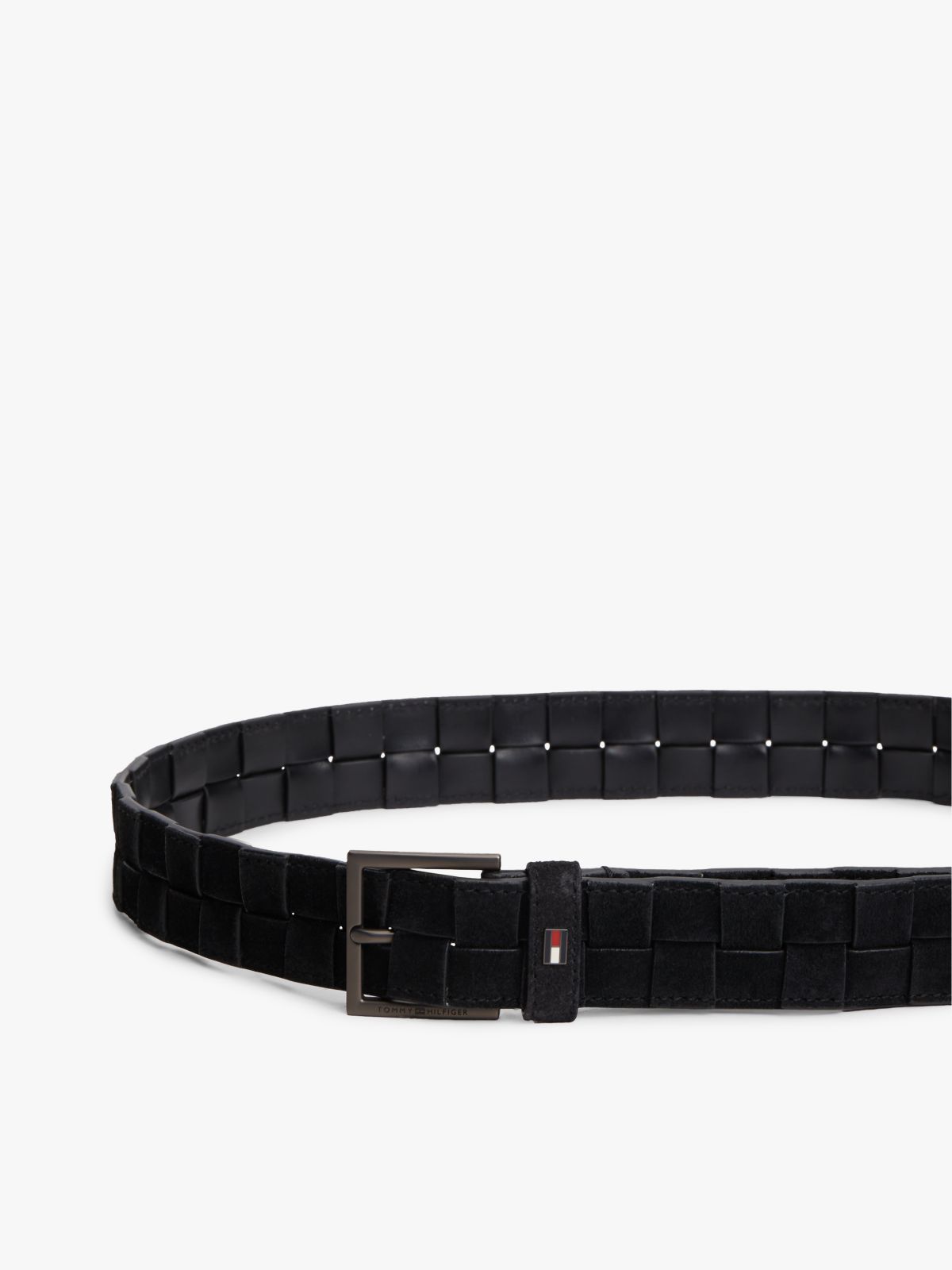 Enamel Flag Woven Suede Belt — Black