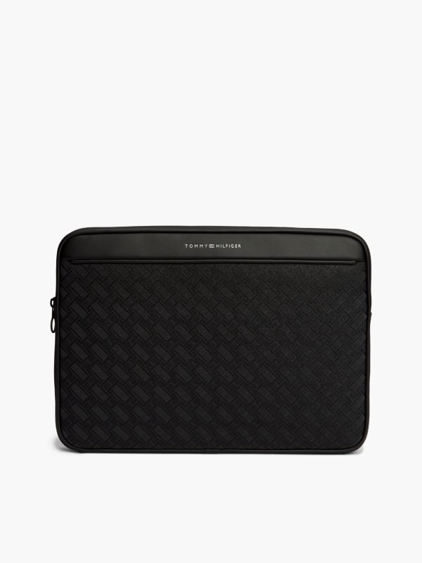 Modern Embossed Flag Laptop Sleeve — Black