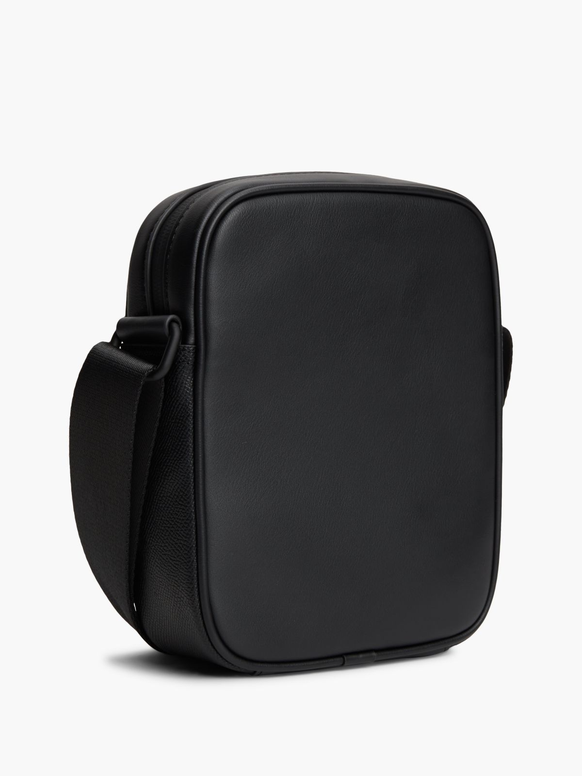 Modern Textured Flag Crossbody Reporter Bag — Black