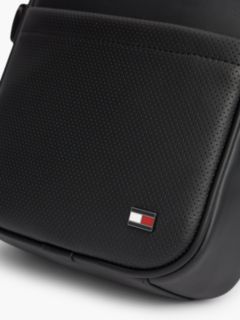 Enamel Flag Perforated Crossbody Reporter Bag — Black 5