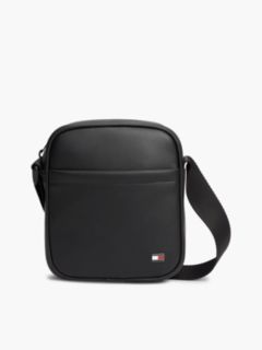 Enamel Flag Perforated Crossbody Reporter Bag — Black 1