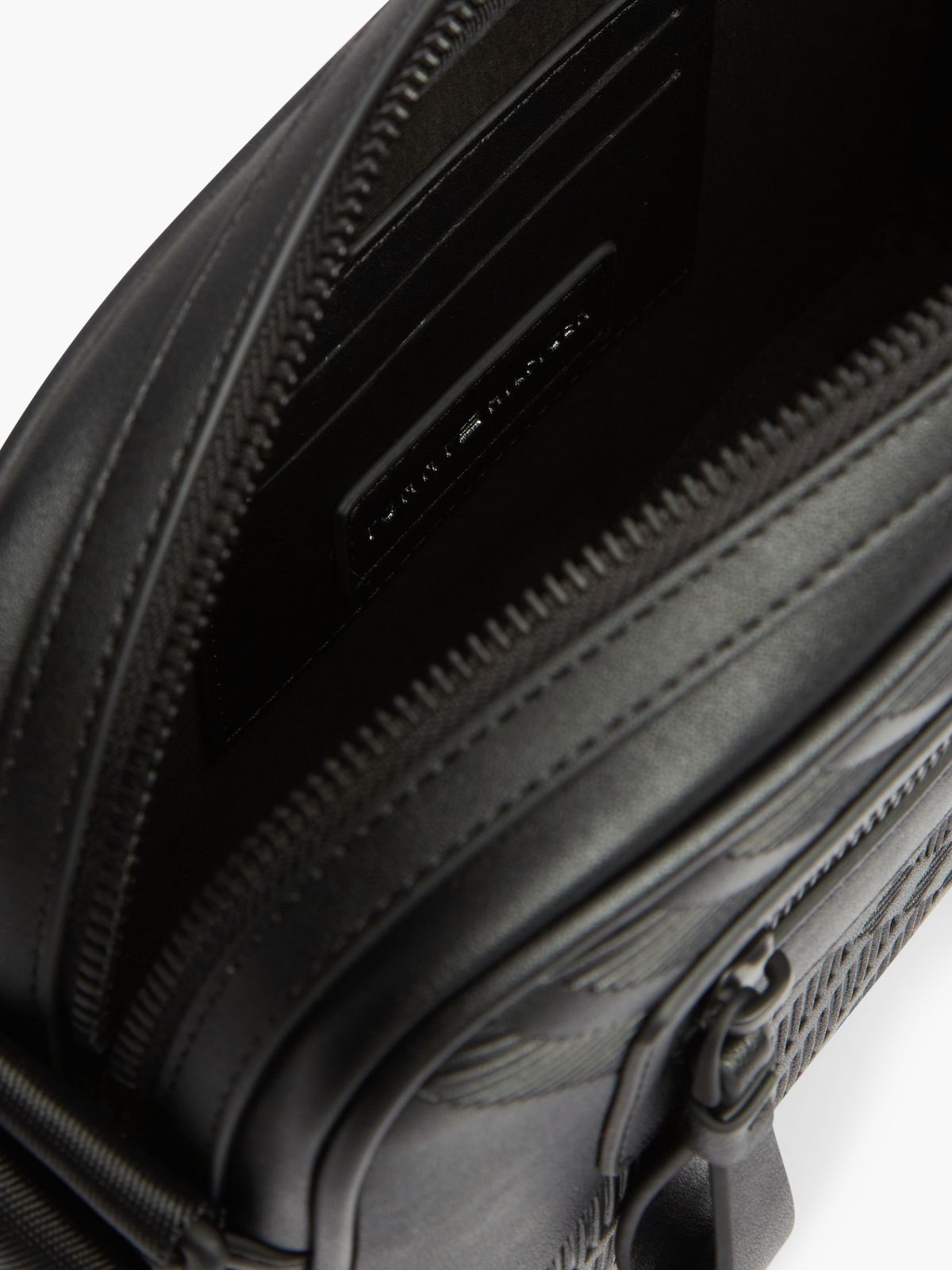 Corporate Textured Flag Crossbody Camera Bag — Black