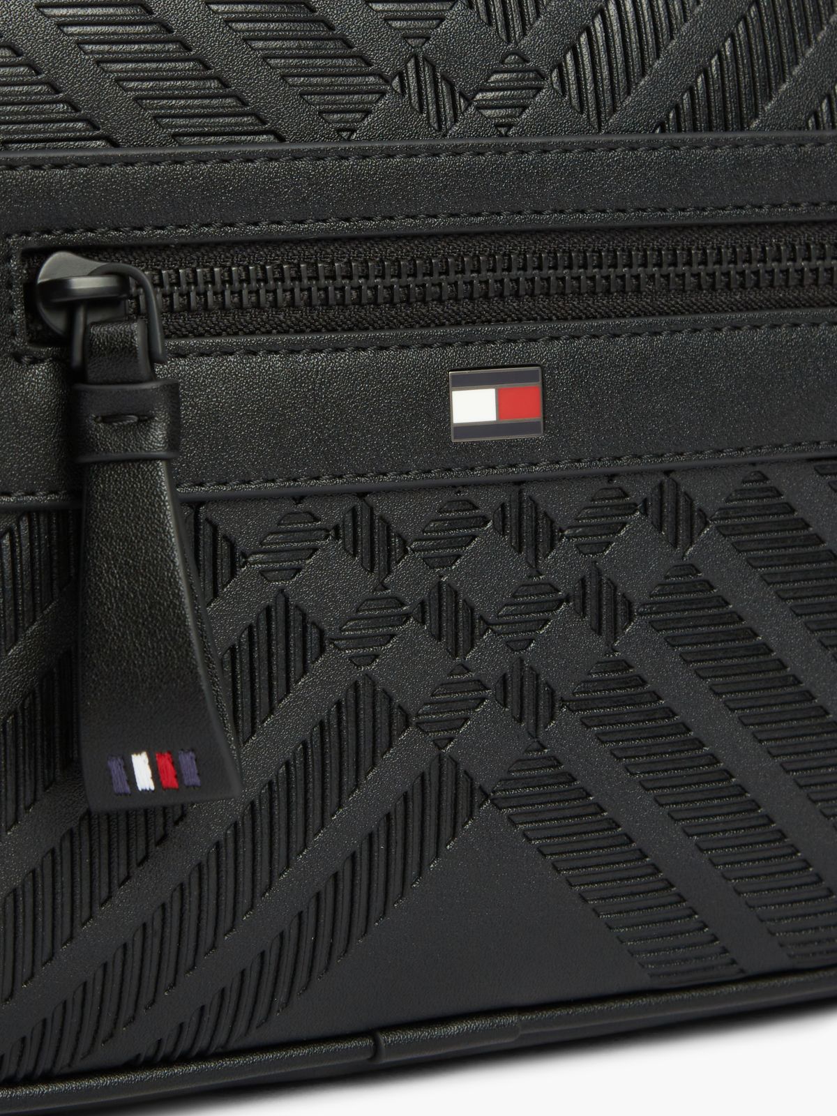Corporate Textured Flag Crossbody Camera Bag — Black