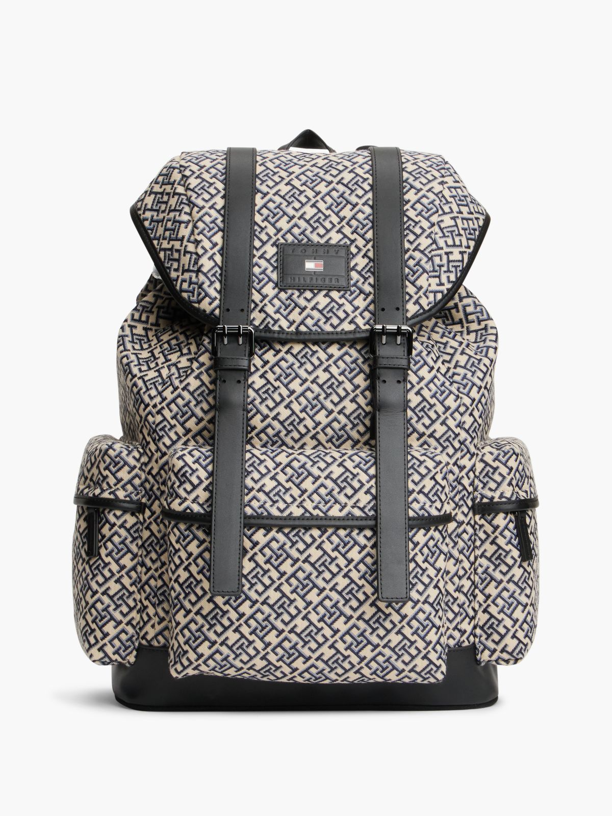 TH Monogram Jacquard Flap Backpack — Blue