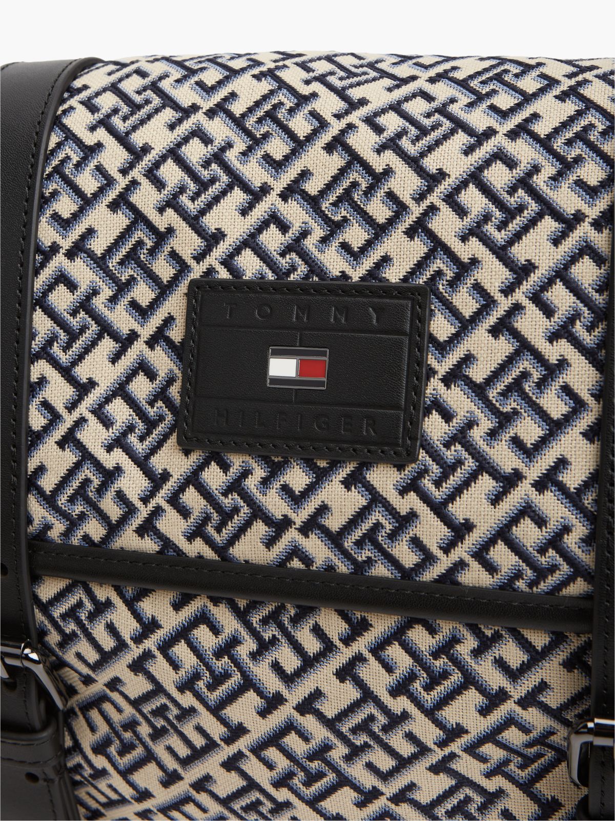 TH Monogram Jacquard Crossbody Messenger Bag — Blue