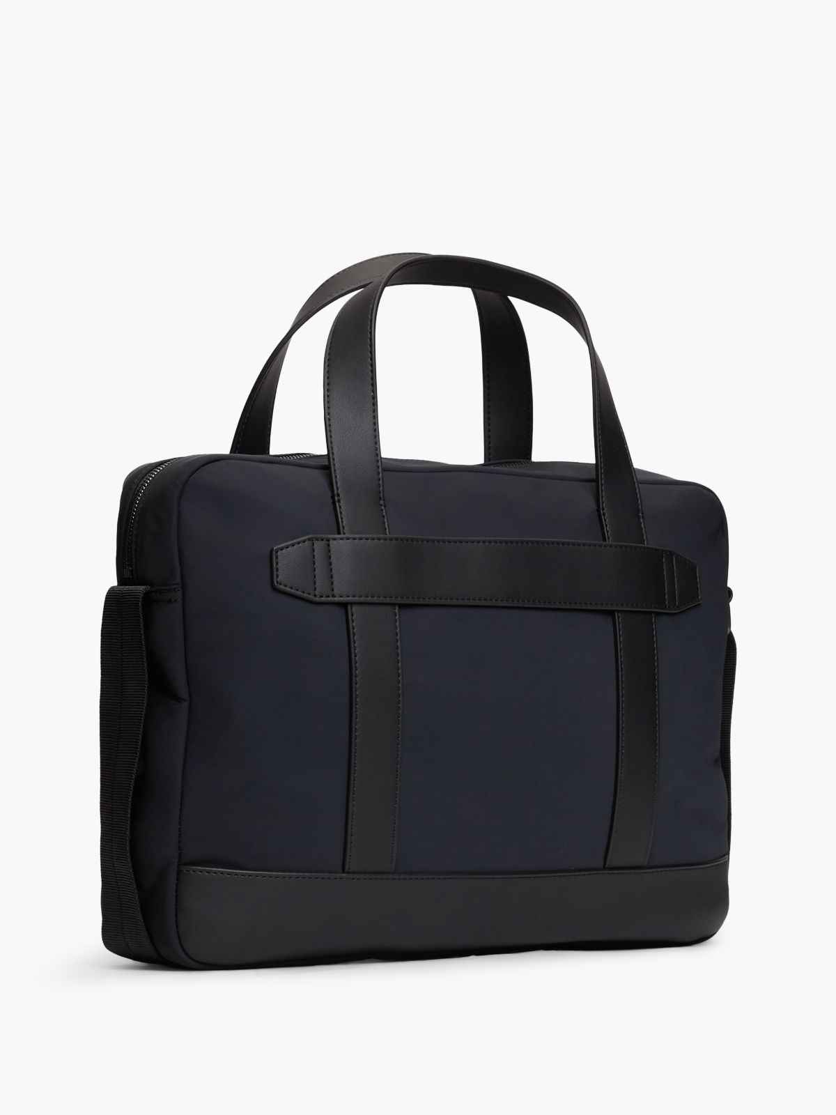 Zip Pocket Textile Laptop Bag — Black