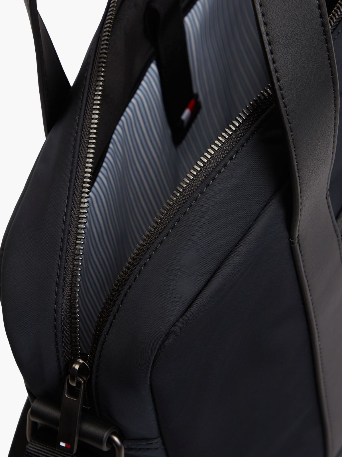 Zip Pocket Textile Laptop Bag — Black