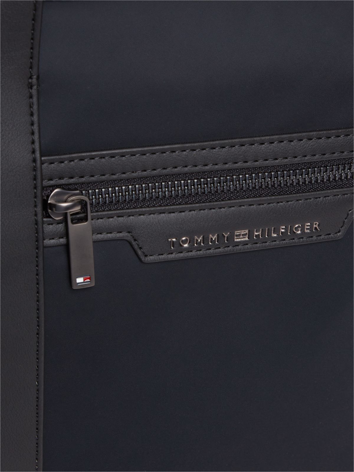 Zip Pocket Textile Laptop Bag — Black