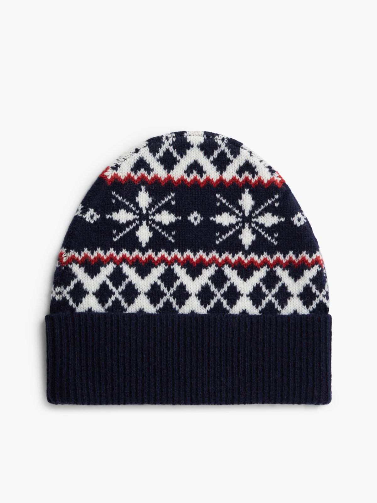 Wool Blend Fair Isle Beanie — Blue