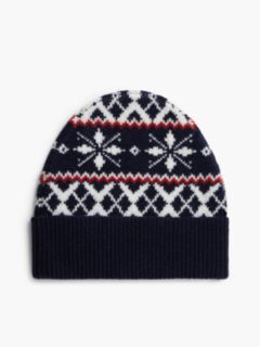 Wool Blend Fair Isle Beanie — Blue 2